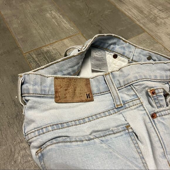 Comune Alamo Kick Flare Distressed Sand Washed cropped Frayed Hi Rise jean 25 - Picture 5 of 6